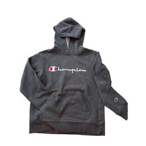 Medium Champion Logo Gray Boy's Pullover Hoodie Sweatshirt